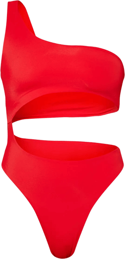 Red One Shoulder Cut Out Swimsuit