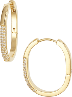 Nordstrom Pavé Cubic Zirconia Elongated Hoop Earrings