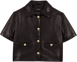 maje Cropped leather jacket