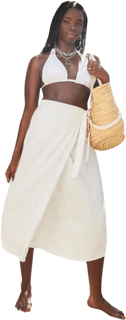 Swimsuits for All Women's Plus Size Crinkle Pleat Wrap Skirt Cover Up - 18/20, White