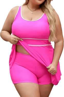 Plus Size Tankini Swimsuits for Women High Wasited Bikini with Shorts Full Coverage Bathing Suit Swim Dress