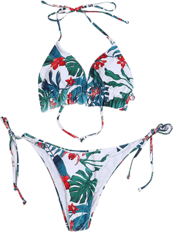 Retro Floral Printed Swimsuits Womens V-Neck Ruched Bikini Sets Push Up Bathing Suit Strappy Backless Sexy Swimwear