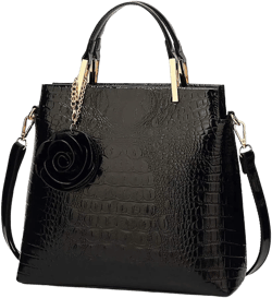 Women Tote Bag Purse Patent Leather HandBag Designer Crocodile Rose Top Handle Bag