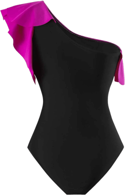 Women One Piece Swimsuit Trendy Spaghetti Straps Solid Swimwear Classic 3D Floral Applique Monokini Bathing Suit
