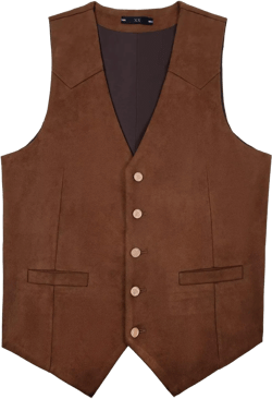 Bakerbear Retro Men's Cowboy Vest Western Suede Leather Dress Suit Vests Waistcoat for Wedding Small Light Brown
