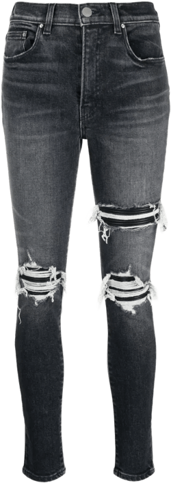 high-waist distressed skinny jeans