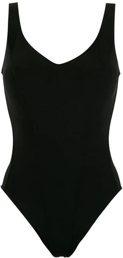 V-neck open-back swimsuit