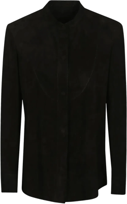 suede button-up shirt