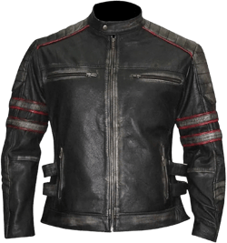 Mens Cafe Racer Motorcycle Retro Biker Distressed Black Vintage Leather Jacket