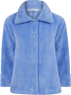 Ladies Soft Waffle Fleece Bed Jacket Button Up Collar House Coat (5 Colours)