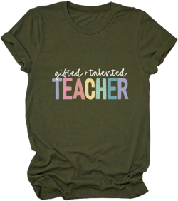 Gifted and Talented Teacher Shirt for Women Gifted Education Teacher T-Shirt Gifted Teacher Tee Short Sleeve Top