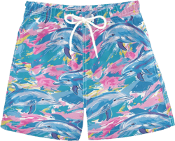 ALAZA Painting Dolphin Blue Boys' Swim Trunks Beach Shorts Quick Dry Swimsuit 4-5T