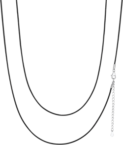 ChainsPro Men Waterproof Braided Leather Necklace Wax Rope Chain, Customize Available, 2/3mm Width, With Snap Clasp, 16”18" 20" 22" 24" 26" 28" 30"-Send Gift Box 26 inch 06: Black-1mm-Sterling Silver Clasp