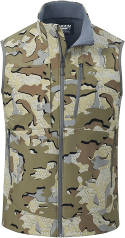 KUIU Guide PRO Vest – Wind & Water-Resistant Soft Shell Hunting Vest, Durable & Quiet with Fleece Lining for Cold Weather Large Valo