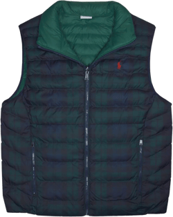 Polo Ralph Lauren Kids Boys Reversible Blackwatch Plaid Puffer Vest, 18-20 Navy/Green Blackwatch