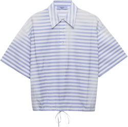 striped poplin polo shirt