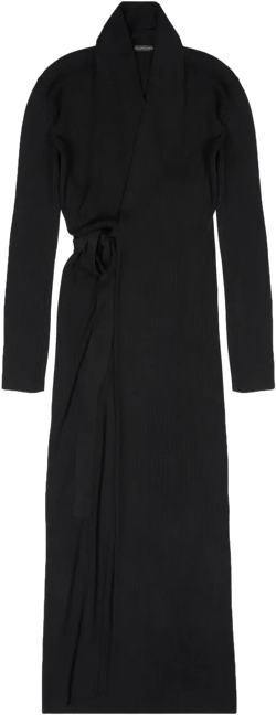 ribbed-knit silk wrap dress