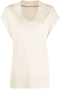 V-neck cotton-lyocell blend top