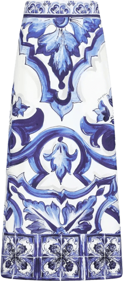 Majolica-print maxi skirt