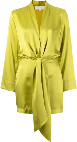 tie-front silk satin minidress