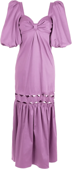 puff-sleeve cut-out maxi dress