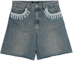 bead-detail denim shorts