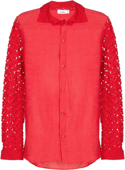 floral-lace detail shirt