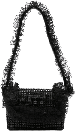 crystal-embellished lace-detail shoulder bag
