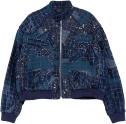 Navy Flight Window Bomber Jacket In Blue