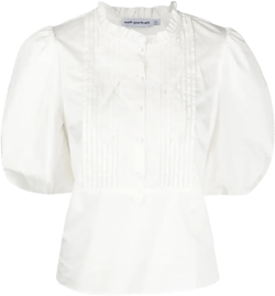 puff-sleeve poplin top