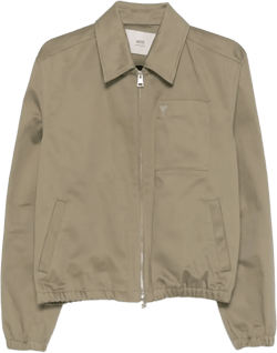 Heart-embroidered Shirt Jacket In Green