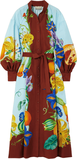 Dahlia belted floral-print cotton and silk-blend midi dress