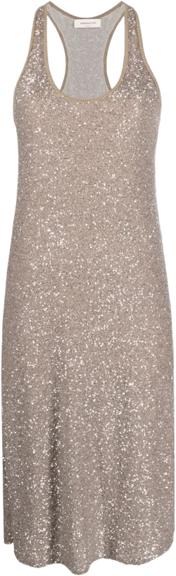 shimmer-finish sleeveless dress