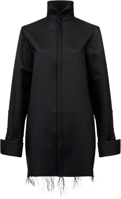 frayed-hem high-neck shirt