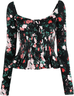 floral-print corset-style blouse