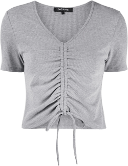 ribbed-knit drawstring cropped top