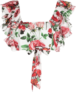 cropped floral-print blouse