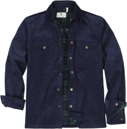 ZENTHACE Men's Corduroy Shirts Jacket with Full Flannel Lined,Snap Button Down Vintage Fall Outerwear Coat,100% Cotton Navy Large