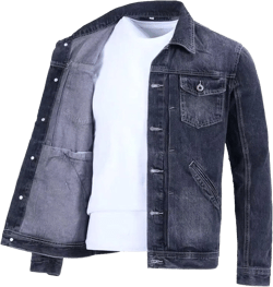 Men Multi Pocket Jean Jacket Classic Button Trucker Denim Jackets Slim Fit Cowboy Cut Outerwear