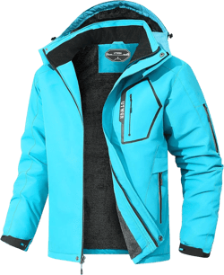 Men's Ski Jacket Winter Warm Snow Coat Waterproof Windbreaker Hooded Work Outerwear Snowboarding Jackets Small Blue