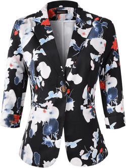 Beninos Womens Blazers 3/4 Sleeve Lightweight Office Work Blazer Jacket Large Black