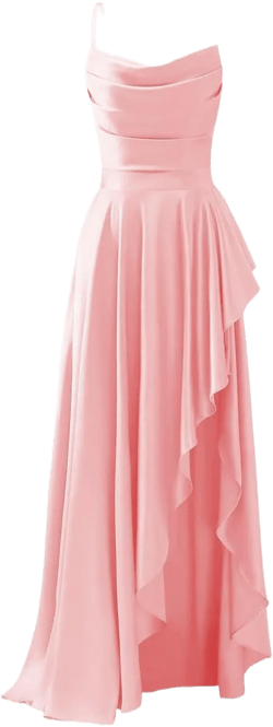 YOFF Spaghetti Straps Bridesmaid Dress Long with Slit Ruffles A-Line Prom Dress Pleated Satin Formal Dresses YO073 Pink 20 Plus