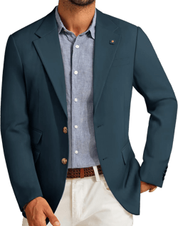 PJ PAUL JONES Men's Sport Coats and Blazers Linen Cotton Blazer Regular Fit 2 Buttons Suit Jacket with Removable Brooch Navy Blue Small