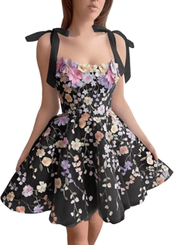 Youjiayi 3D Flowers Short Homecoming Dresses Lace Appliques Prom Dress for Teens Spaghetti Straps DAMA Dress for Quinceanera Black 20 Plus