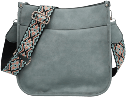 JEN & CO. Chloe - Vegan Leather Adjustable/Removable Guitar Strap - Women's Crossbody Handbag Purse Teal