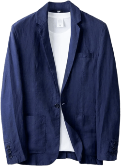 IDEALSANXUN Mens Linen Blazer Casual One Button Lightweight Suit Jackets Sports Coat X-Large Navy Blue
