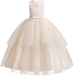 Girls’ Tulle Dresses 7-16 Flower Lace Pageant Party Wedding Floor Length Formal Dance Evening Gowns