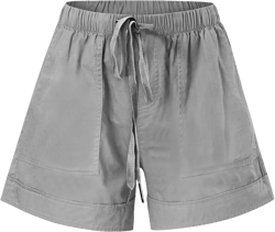 Soft Comfy Bermuda Shorts for Women Loose Fit Elastic Waist Drawstring Casual Summer Beach Lounge Shorts with Pocket Gray 4X-Large