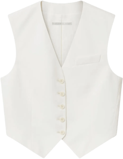 Stella McCartney Cropped Tailored Wool Vest - Cream