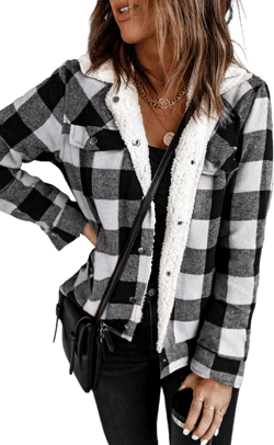 Plaid Print Fleece Button Jacket
